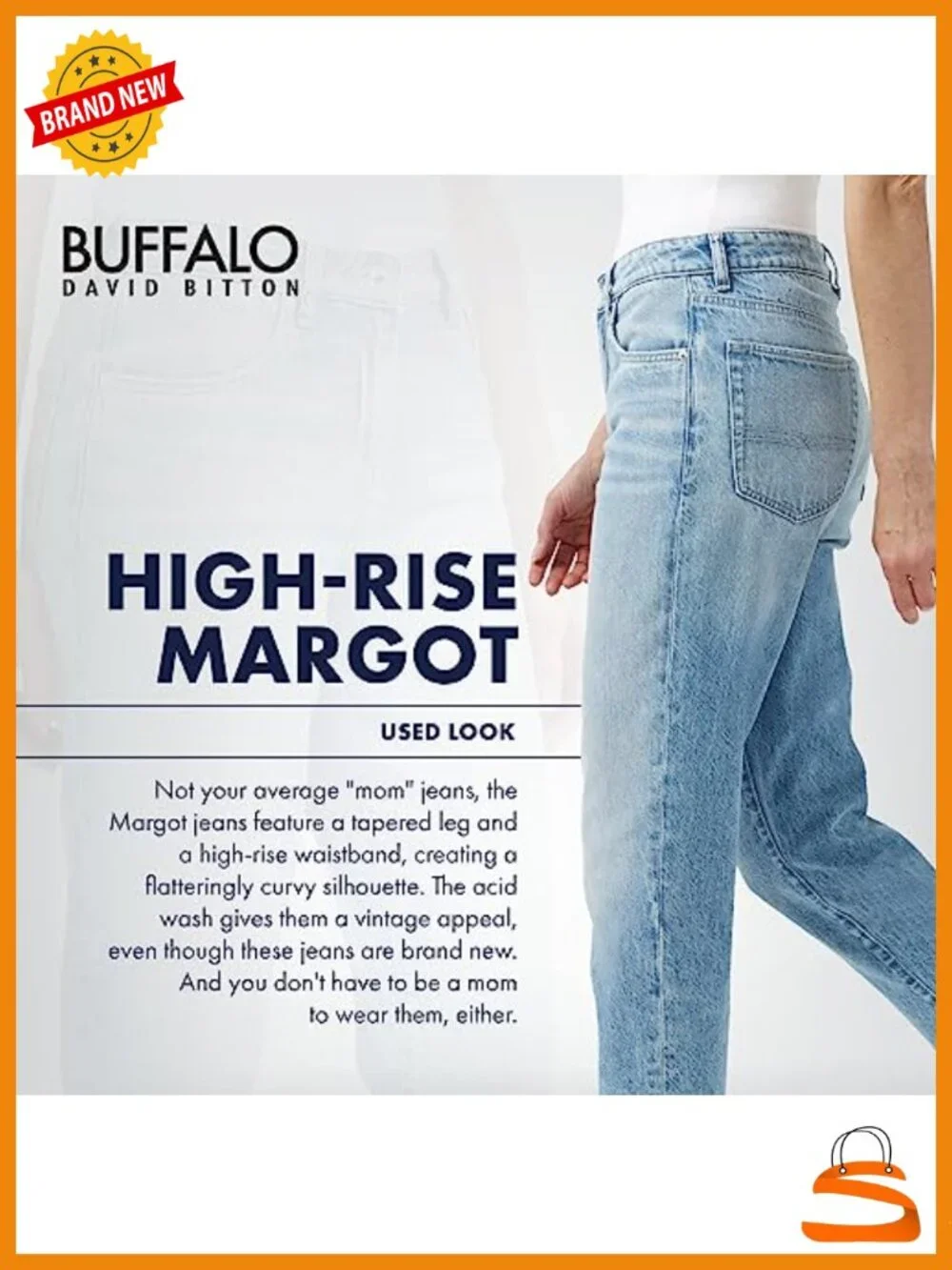 Women's High-Rise Mom Jeans - Cotton Spandex Tapered Leg Regular Fit 5-Pocket